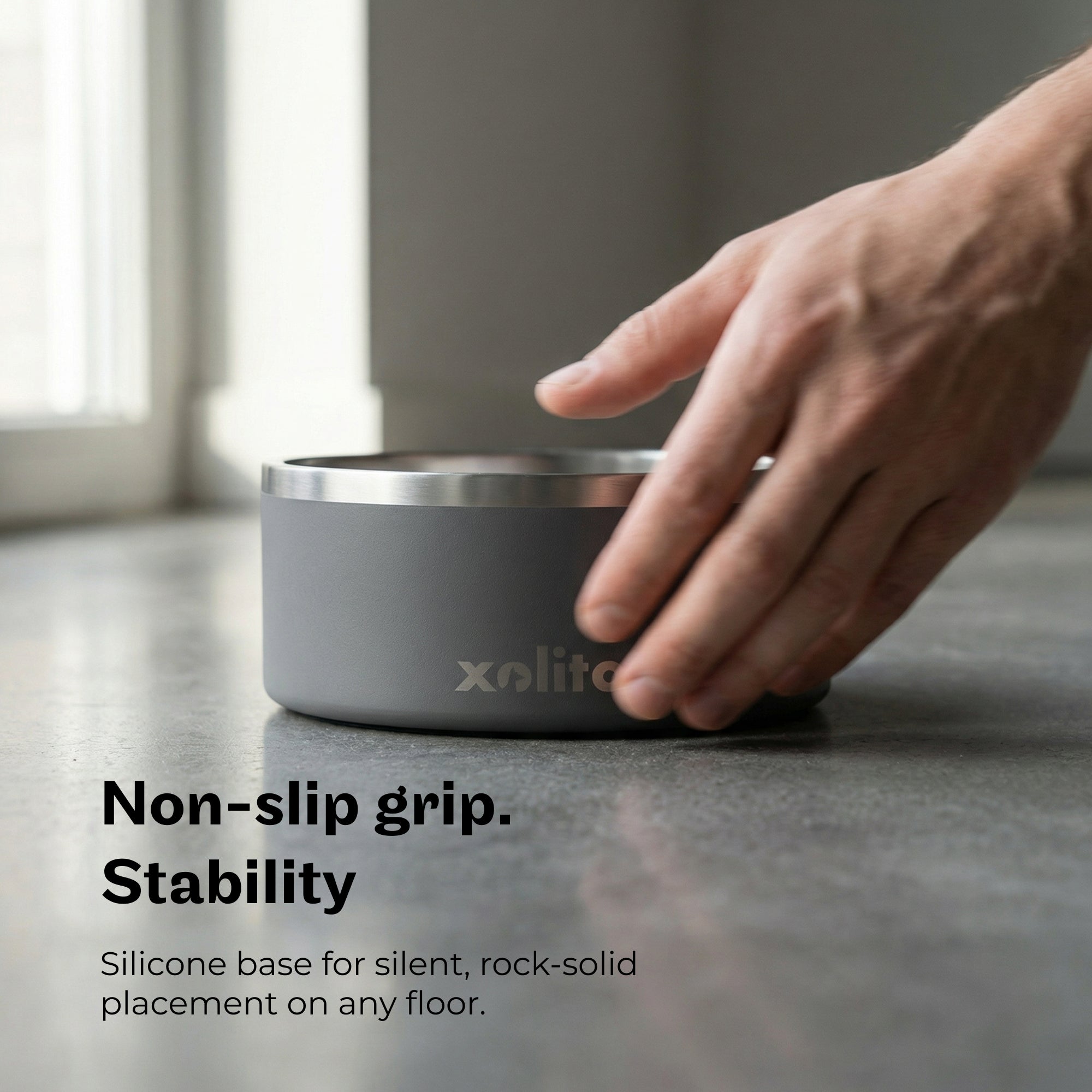 Xolito 64 oz Stainless Steel Dog Bowl | Insulated & Non-Slip